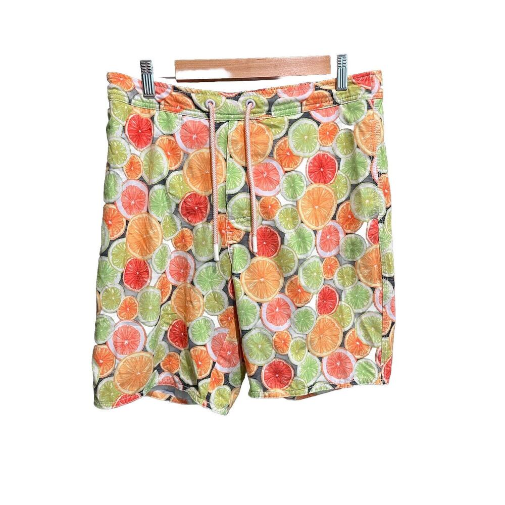 Johnnie-O Multicolor Lemonade Citrus Men's Activewear Surf Shorts‎ Size Medium